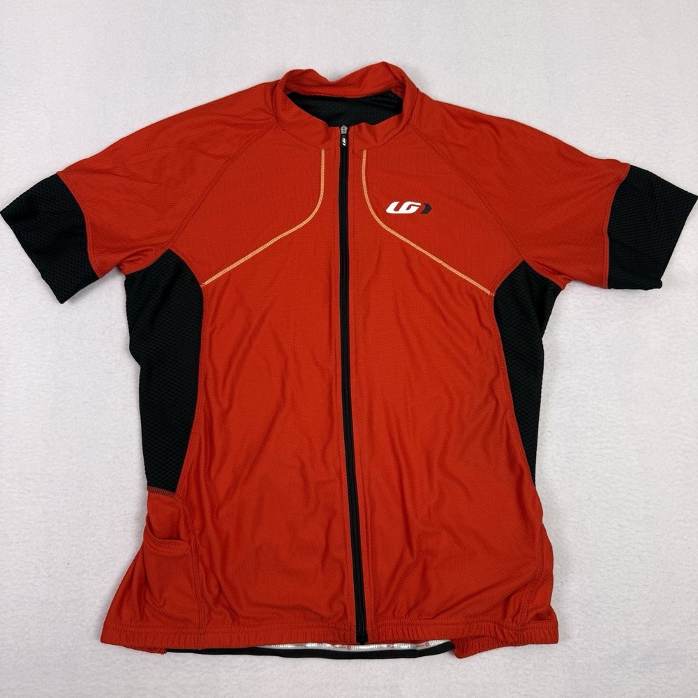 Louis Garneau Women's‎ XL Red Black Full Zip Short Sleeve Cycling Jersey 1020766